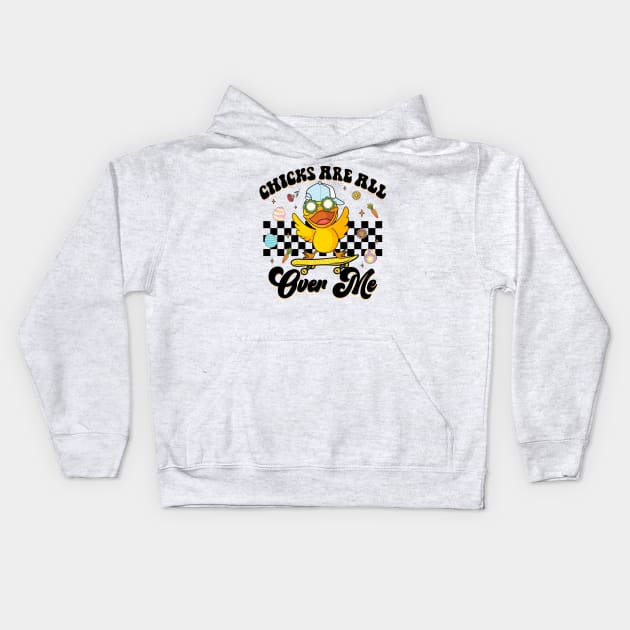 Skater Chicks Are All Over Me Skateboard Cute Easter Kids Hoodie by FortuneFrenzy